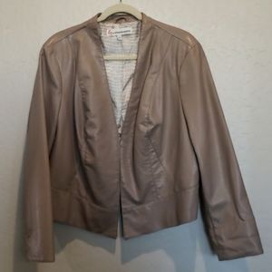 G by Giuliana Rancic Faux Leather Jacket Plus Size Pearl Beige Tag Size 1X